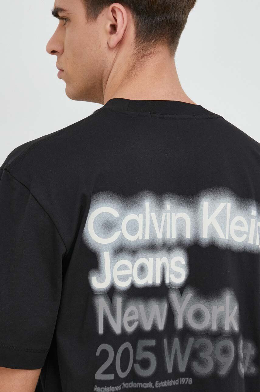 Calvin Klein Jeans pamut póló fekete nyomott mintás - Pepit.hu