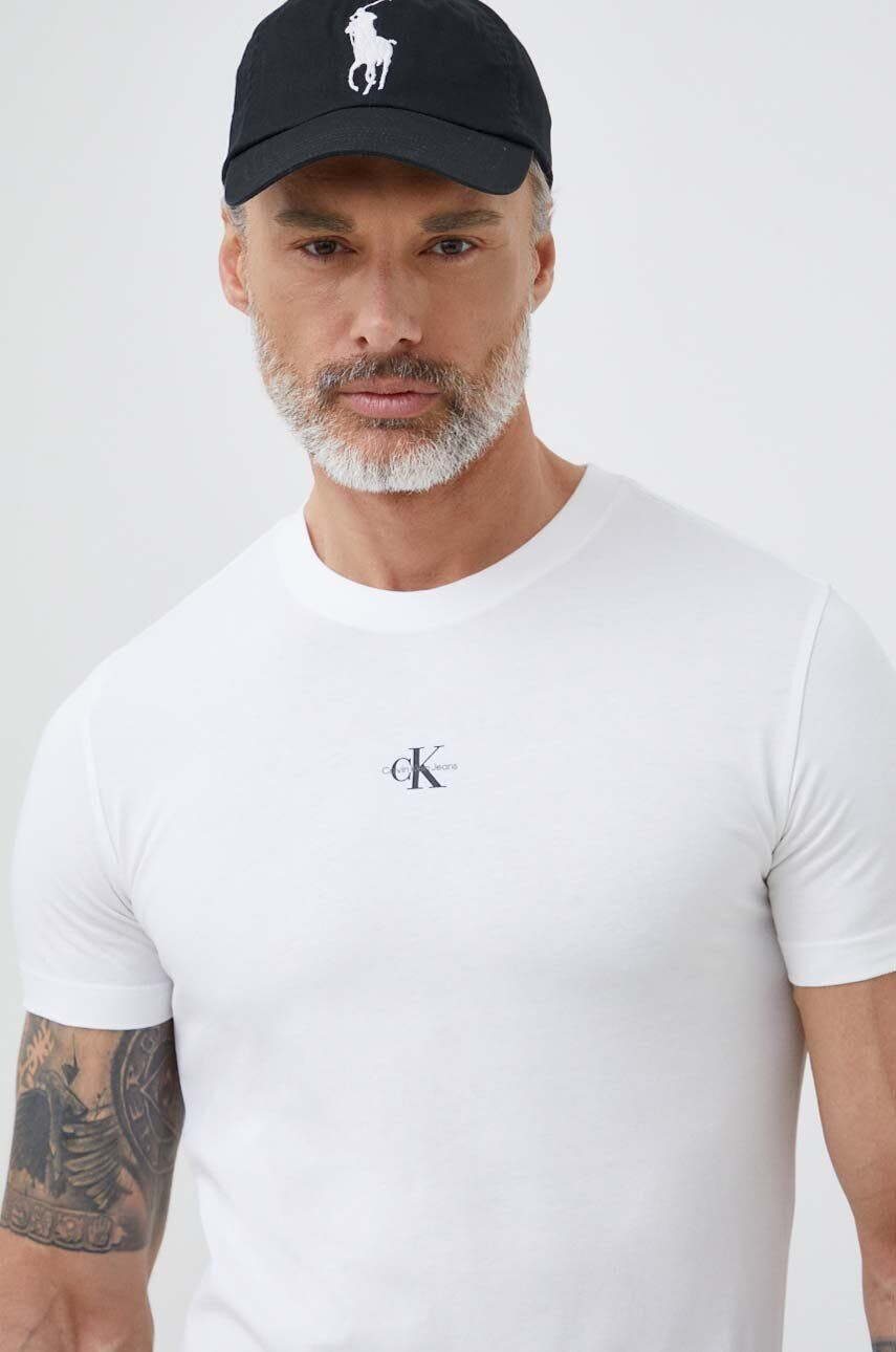 Calvin Klein Jeans pamut póló fehér sima - Pepit.hu