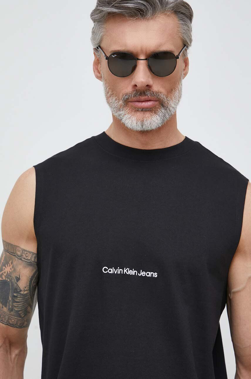 Calvin Klein Jeans pamut póló fekete - Pepit.hu