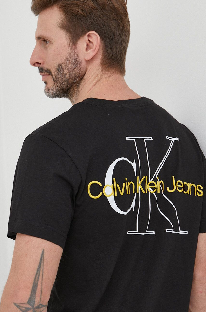 Calvin Klein Jeans pamut póló fekete nyomott mintás - Pepit.hu