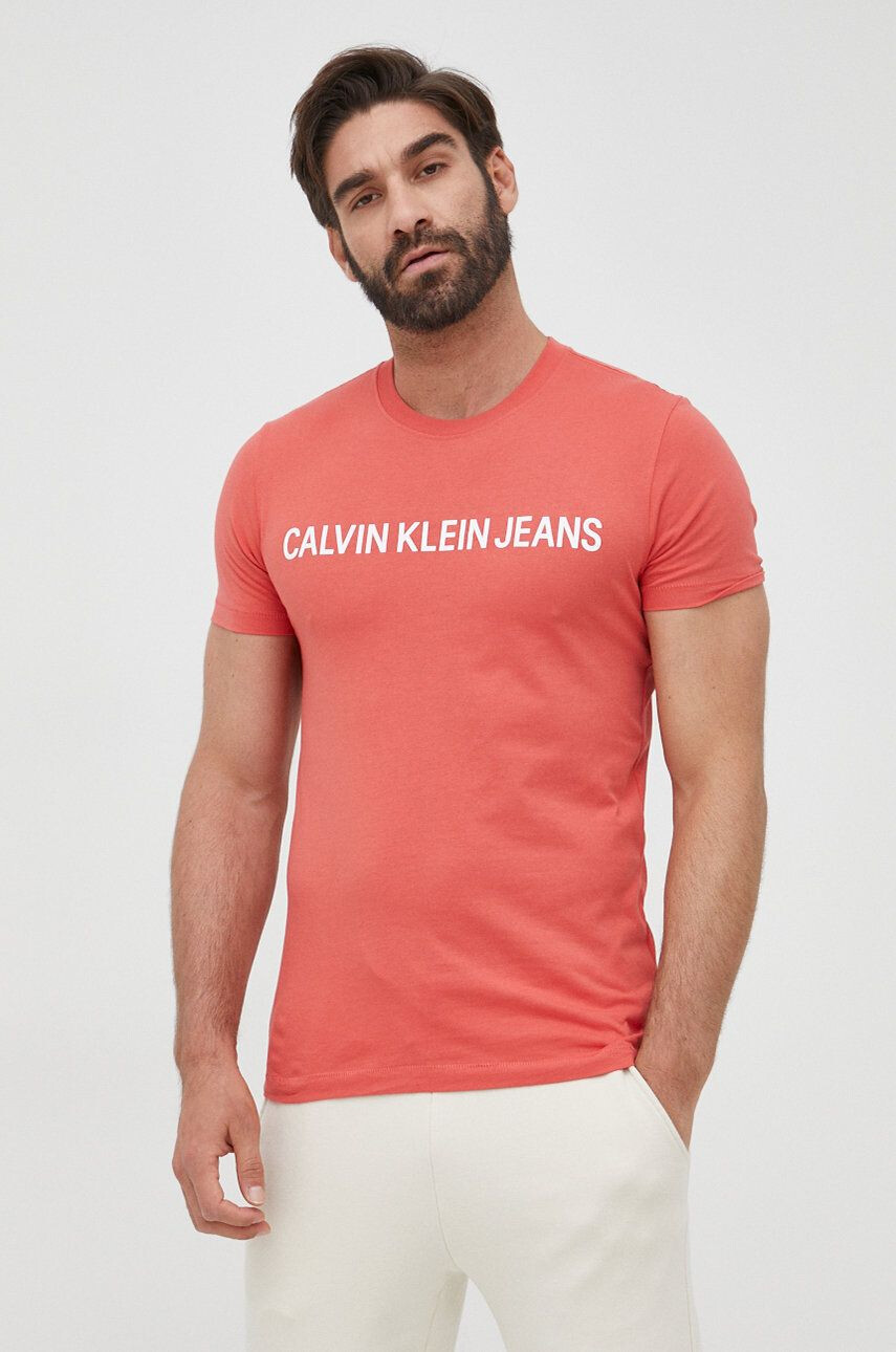 Calvin Klein Jeans pamut póló szürke nyomott mintás - Pepit.hu