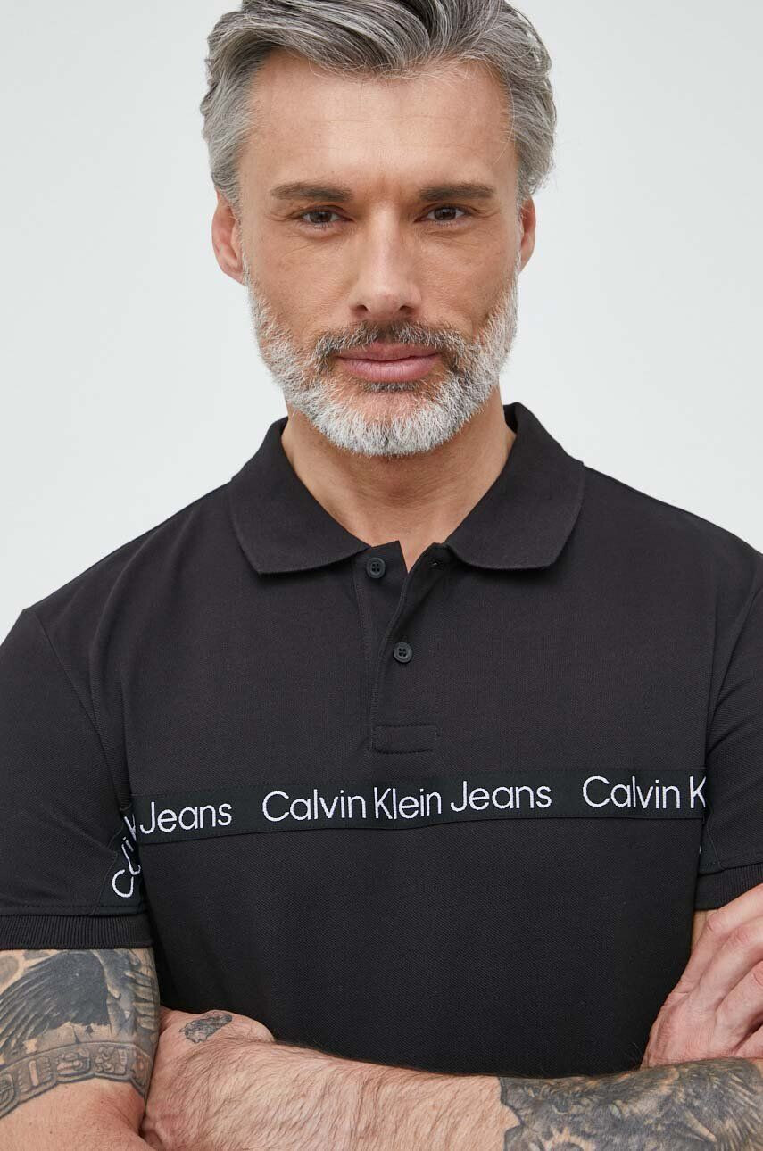 Calvin Klein Jeans poló fekete férfi nyomott mintás - Pepit.hu