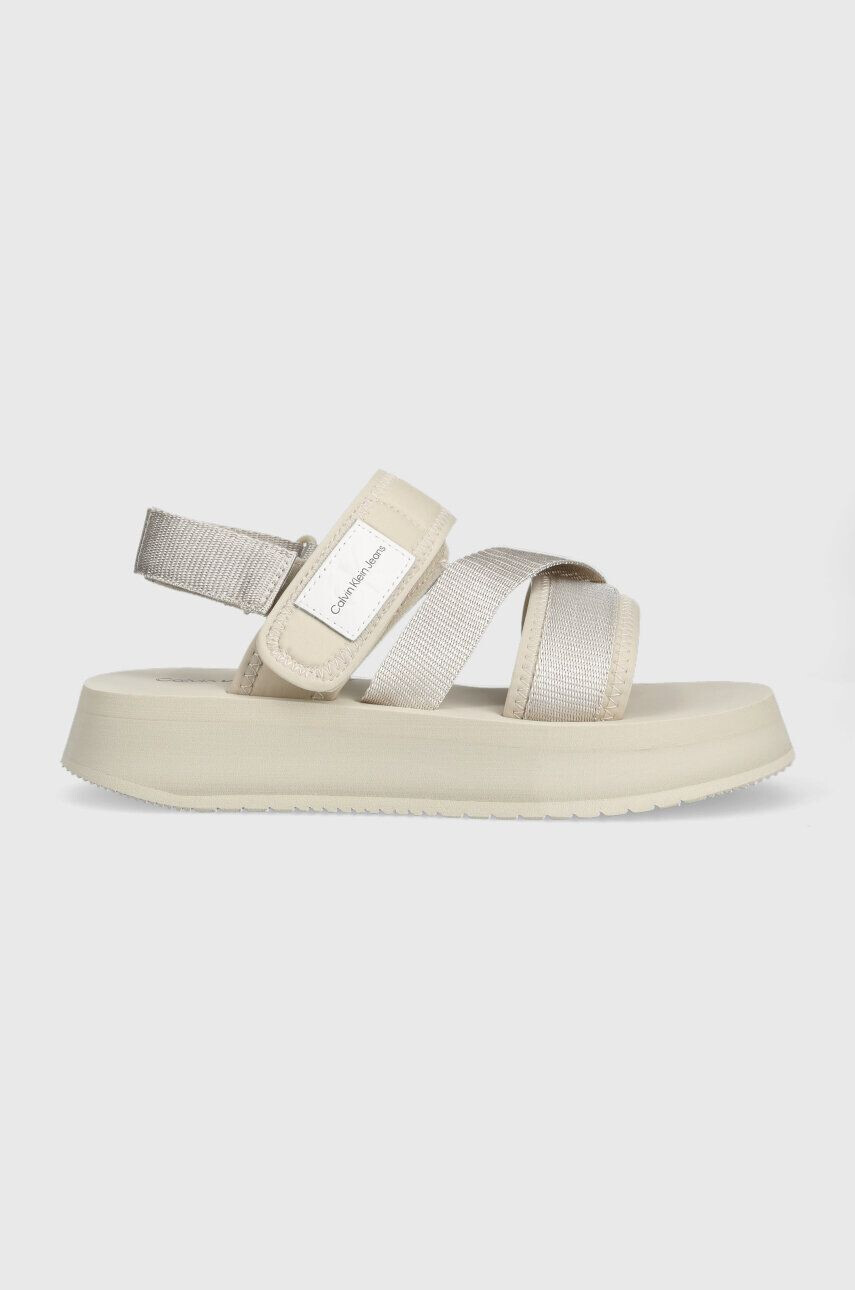 Calvin Klein Jeans szandál PREFRESATO SANDAL BADGE zöld női platformos YW0YW00967 - Pepit.hu