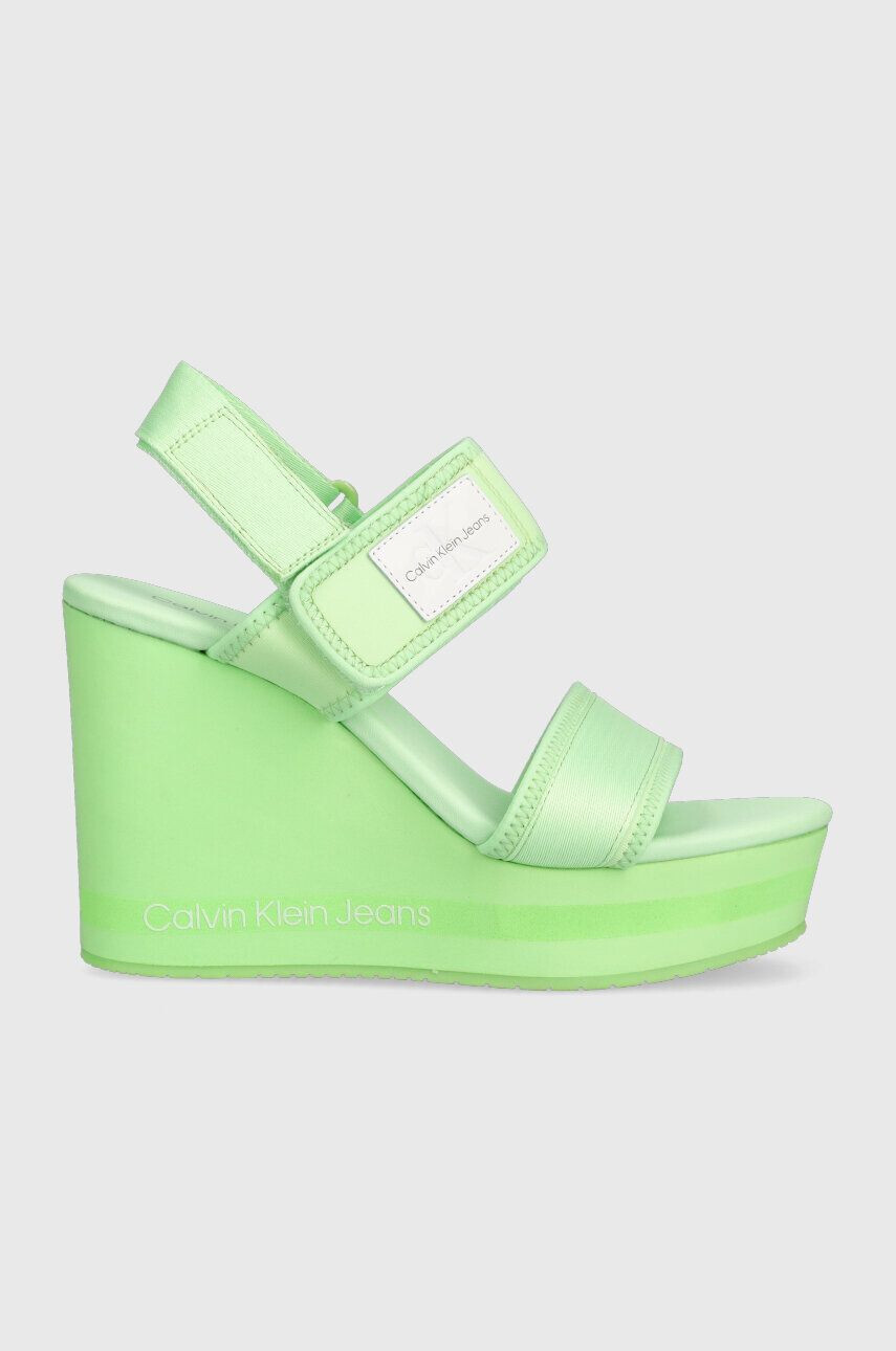 Calvin Klein Jeans szandál WEDGE SANDAL BADGE zöld női éksarkú YW0YW01028 - Pepit.hu