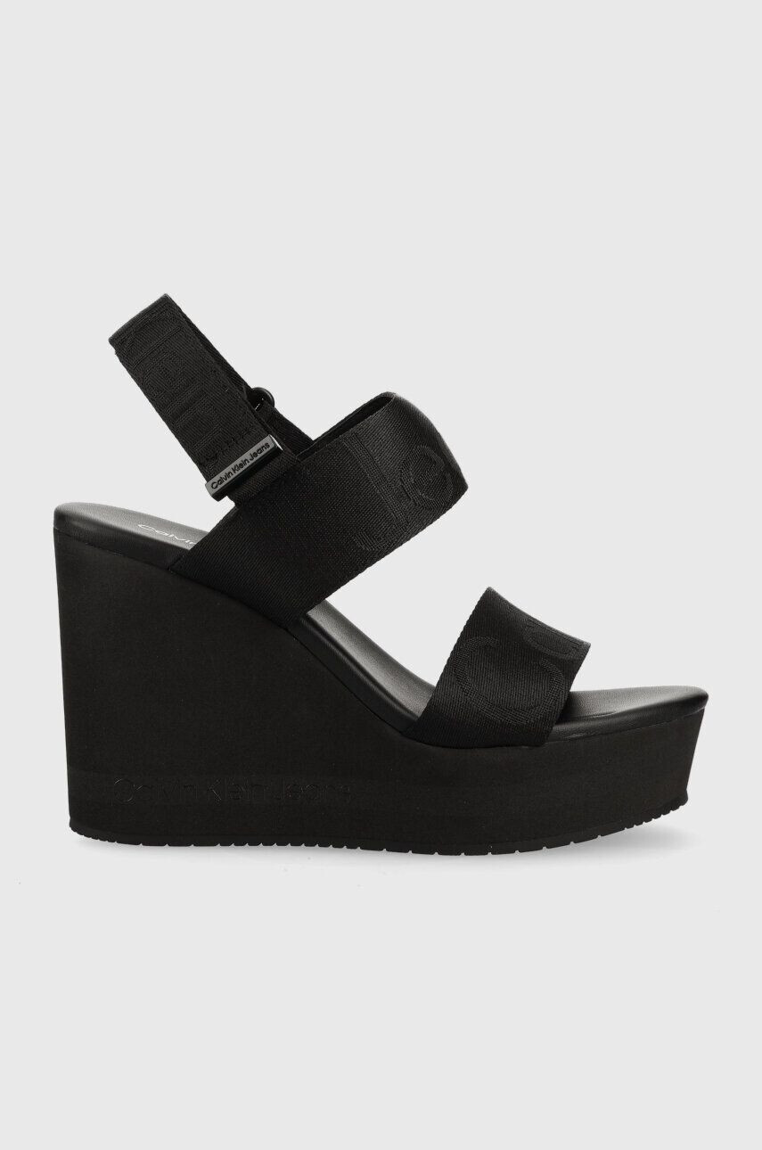 Calvin Klein Jeans szandál WEDGE SANDAL WEBBING fekete női éksarkú YW0YW00959 - Pepit.hu