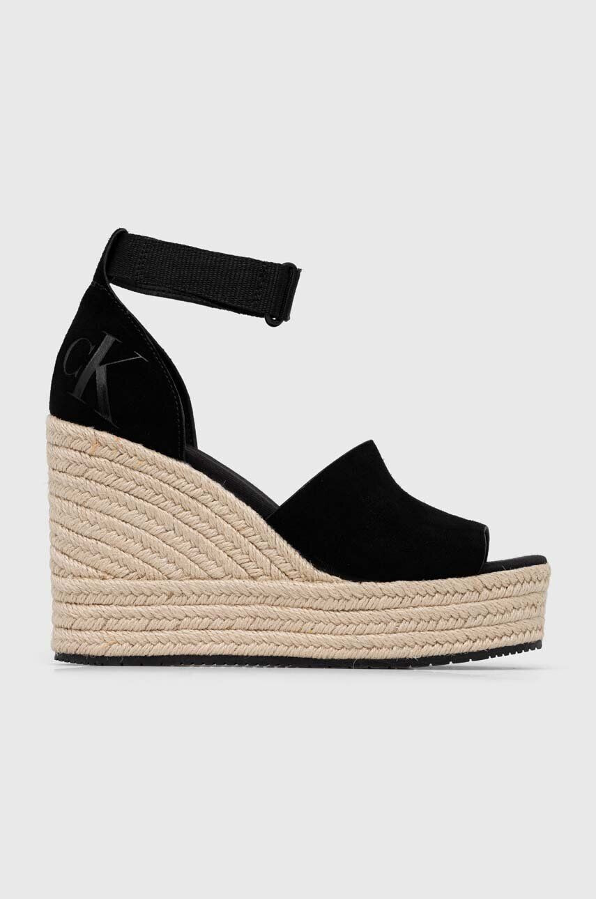 Calvin Klein Jeans szandál WEDGE SANDAL WIDE SU CON fekete női éksarkú YW0YW00963 - Pepit.hu