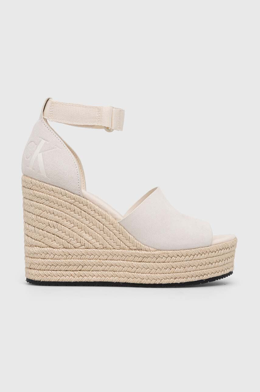 Calvin Klein Jeans szandál WEDGE SANDAL WIDE SU CON bézs női éksarkú YW0YW00963 - Pepit.hu