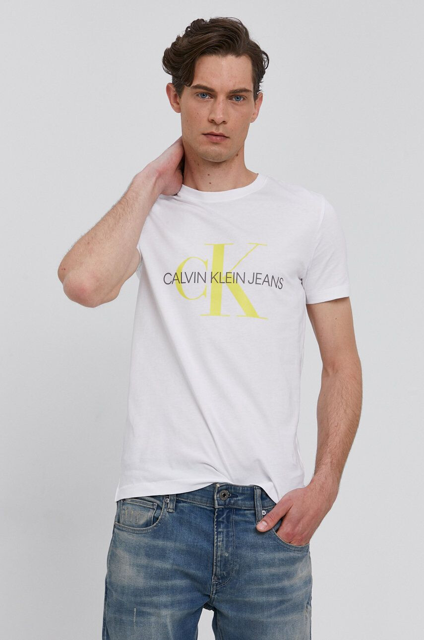 Calvin Klein Jeans t-shirt fehér férfi nyomott mintás - Pepit.hu