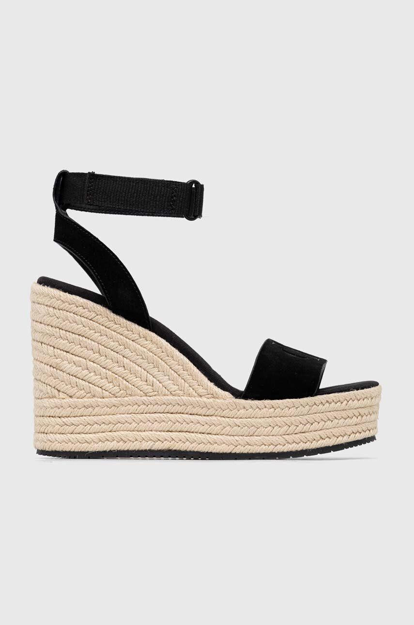 Calvin Klein Jeans velúr szandál WEDGE SANDAL SU CON fekete női platformos YW0YW01026 - Pepit.hu