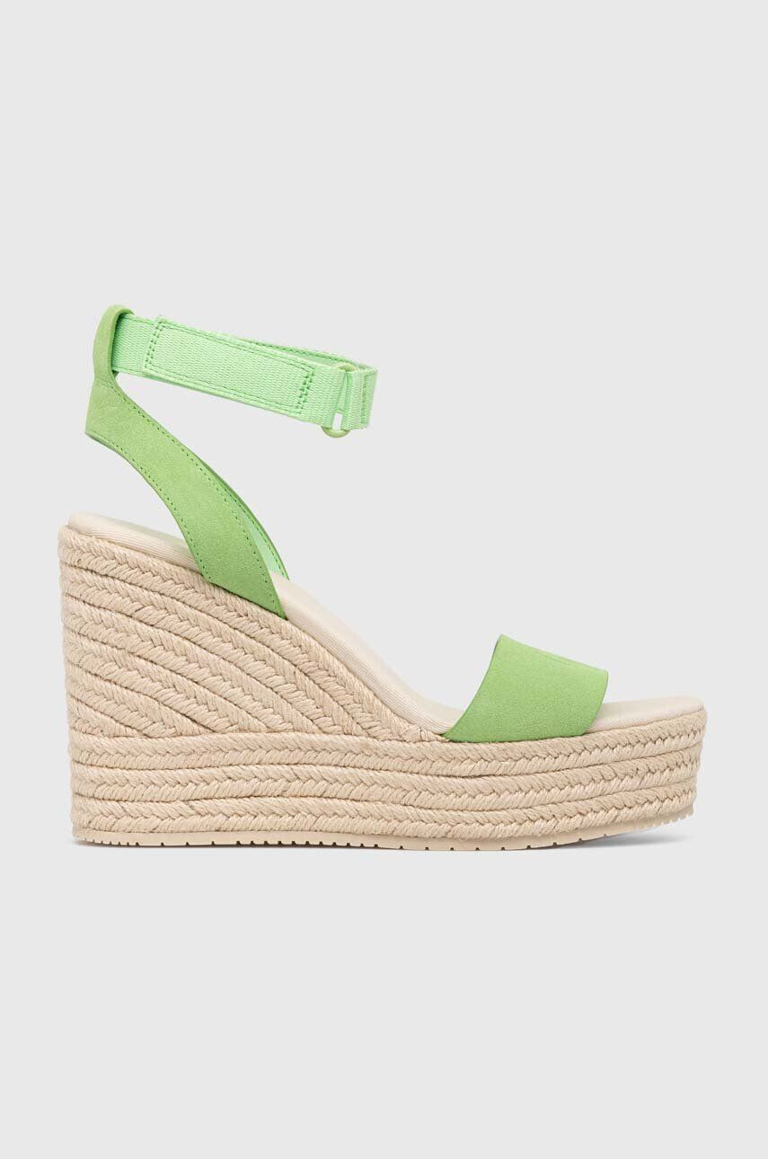 Calvin Klein Jeans velúr szandál WEDGE SANDAL SU CON zöld női platformos YW0YW01026 - Pepit.hu