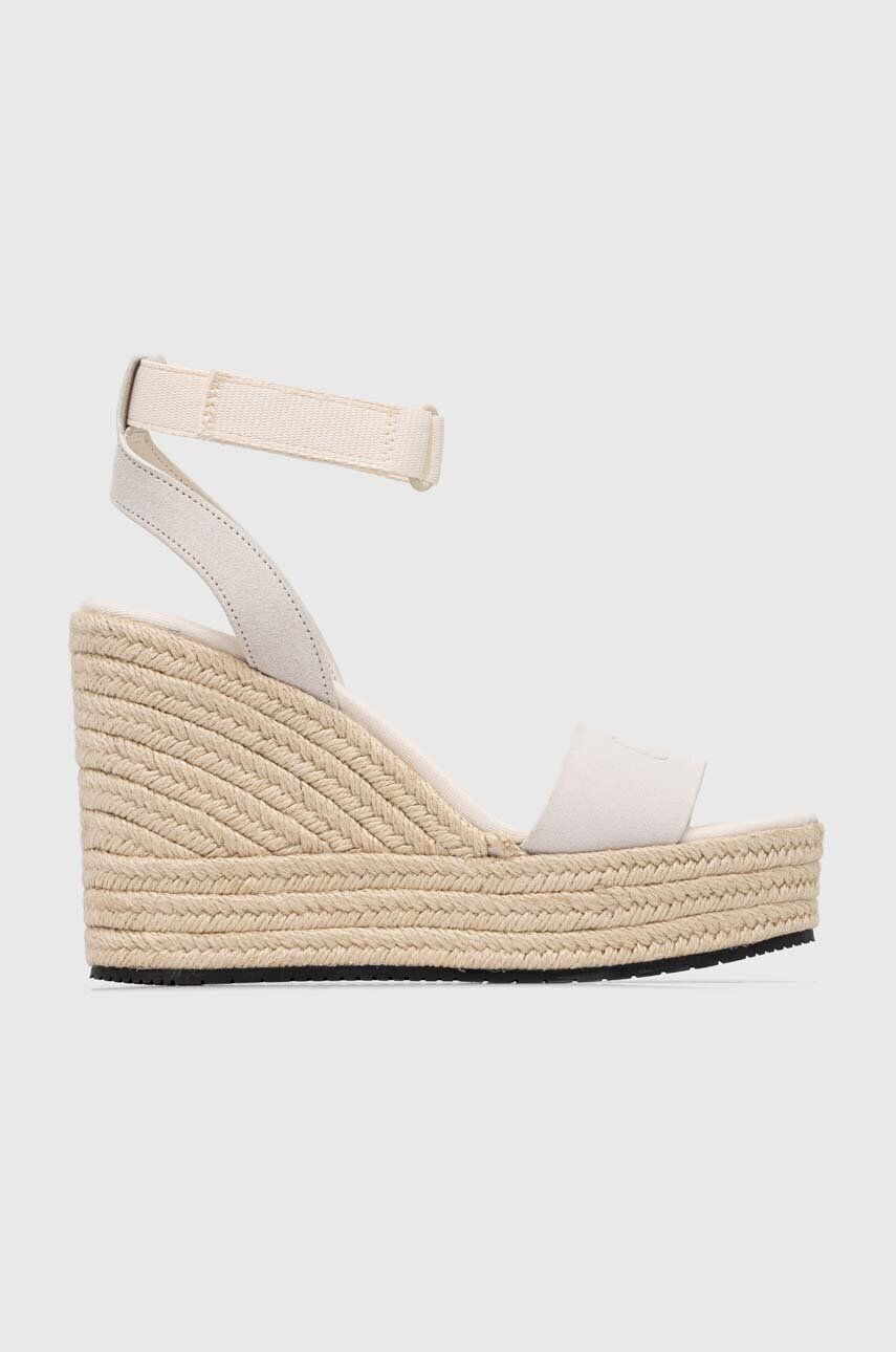 Calvin Klein Jeans velúr szandál WEDGE SANDAL SU CON bézs női platformos YW0YW01026 - Pepit.hu