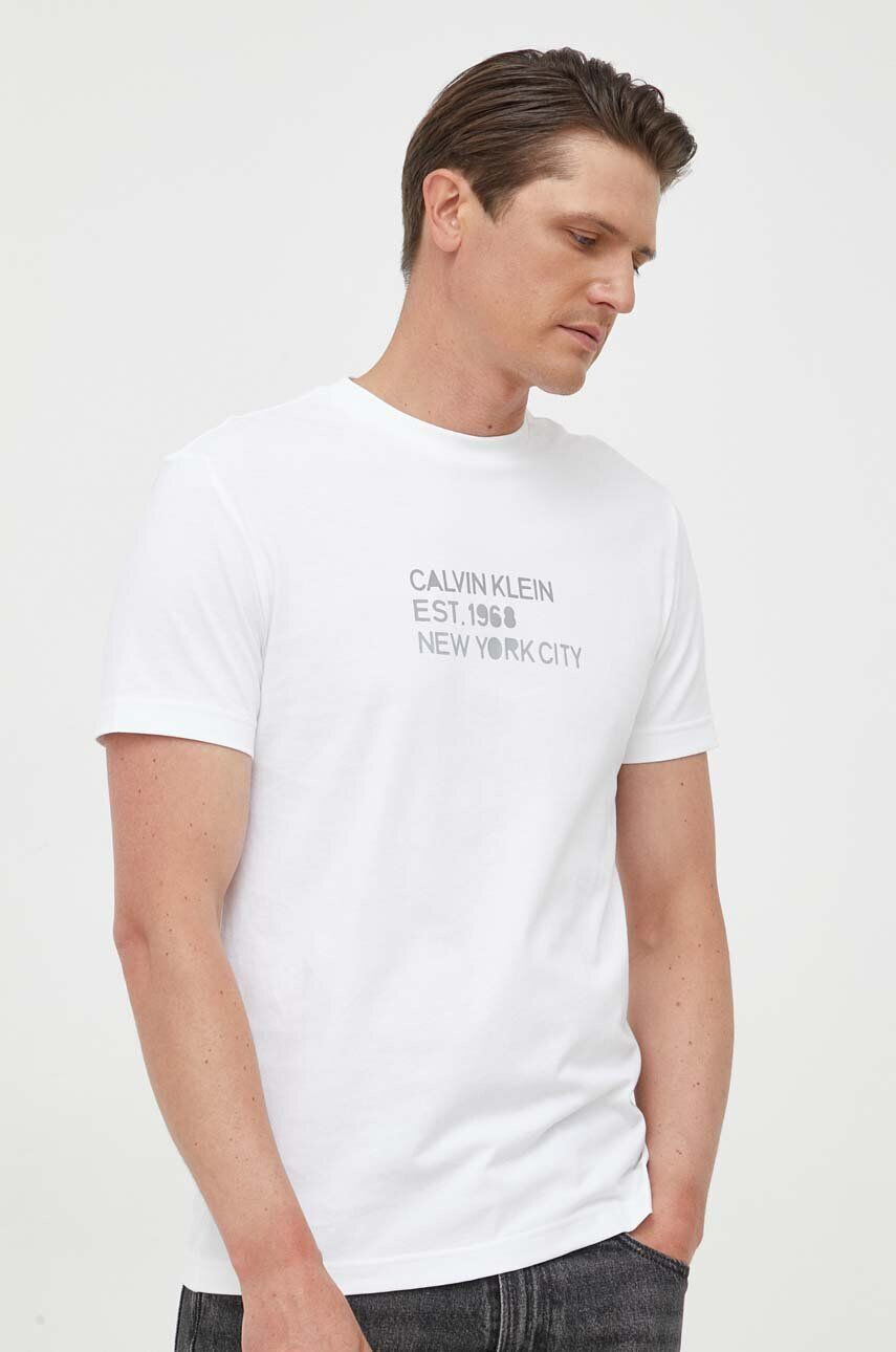 Calvin Klein pamut póló fehér nyomott mintás - Pepit.hu