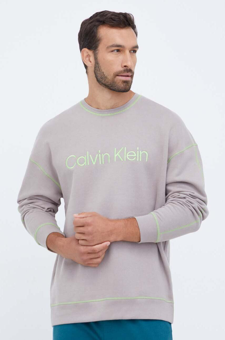 Calvin Klein Underwear pamut pulóver otthoni viseletre szürke nyomott mintás - Pepit.hu