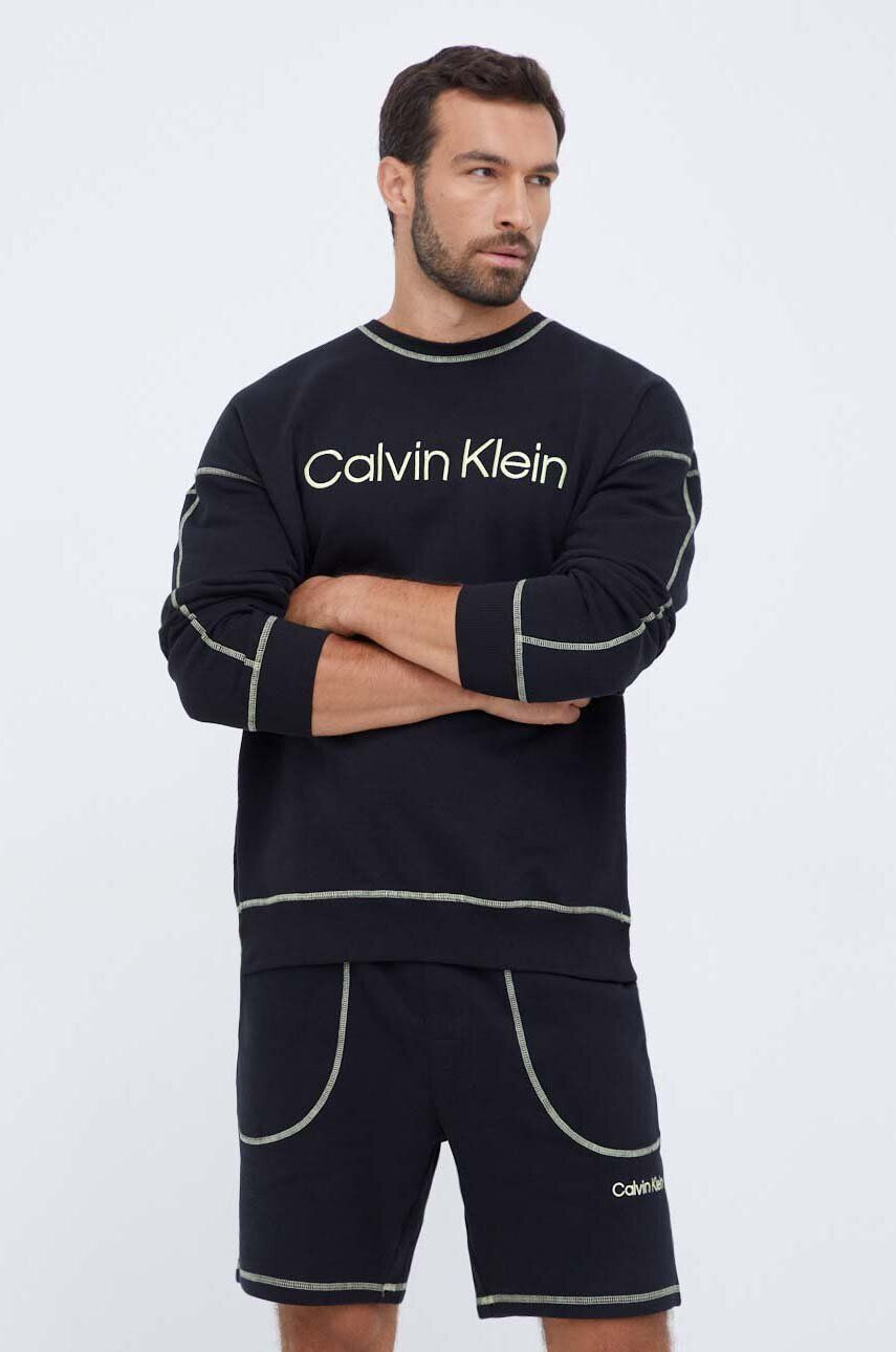 Calvin Klein Underwear pamut pulóver otthoni viseletre fekete nyomott mintás - Pepit.hu