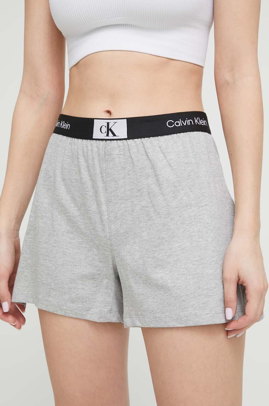 Calvin Klein Underwear pamut rövidnadrág otthoni viseletre szürke nyomott mintás magas derekú - Pepit.hu