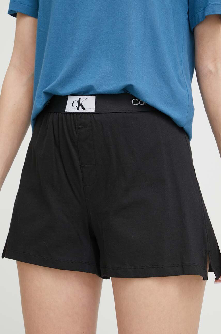 Calvin Klein Underwear pamut rövidnadrág otthoni viseletre fekete nyomott mintás magas derekú - Pepit.hu