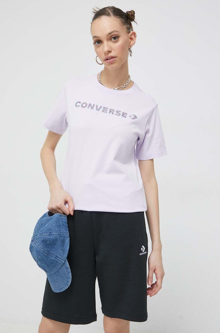 Converse pamut póló lila - Pepit.hu