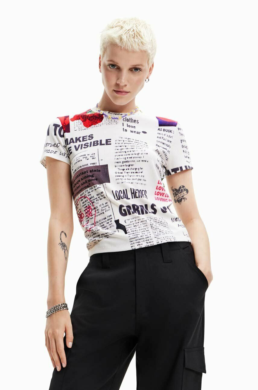 Desigual t-shirt női fehér - Pepit.hu