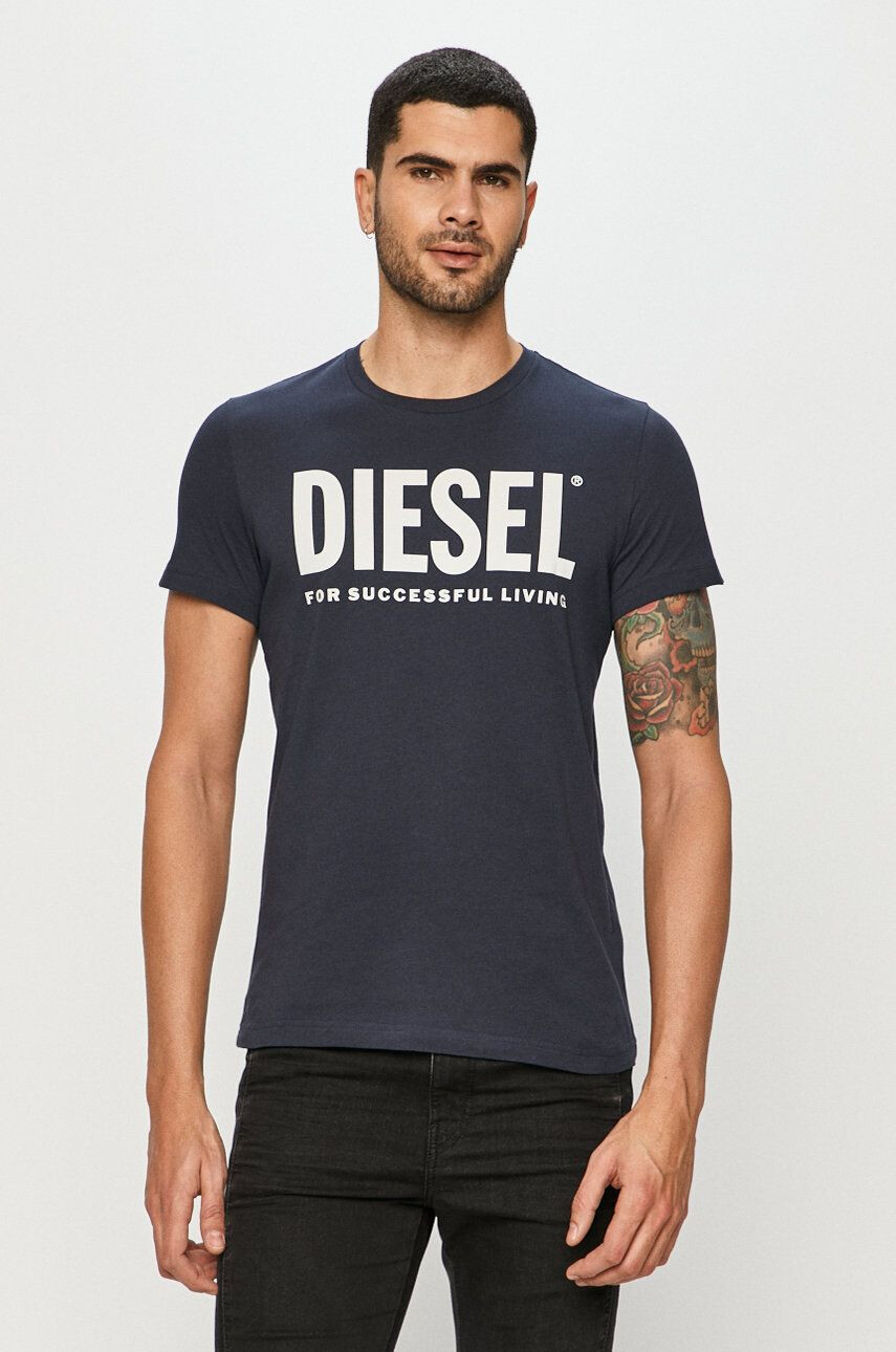 Diesel t-shirt sötétkék férfi nyomott mintás - Pepit.hu