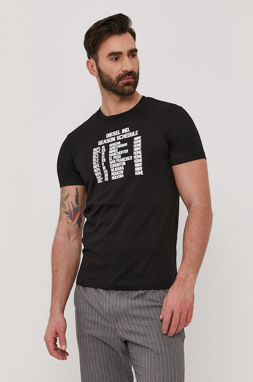 Diesel t-shirt fekete férfi nyomott mintás - Pepit.hu