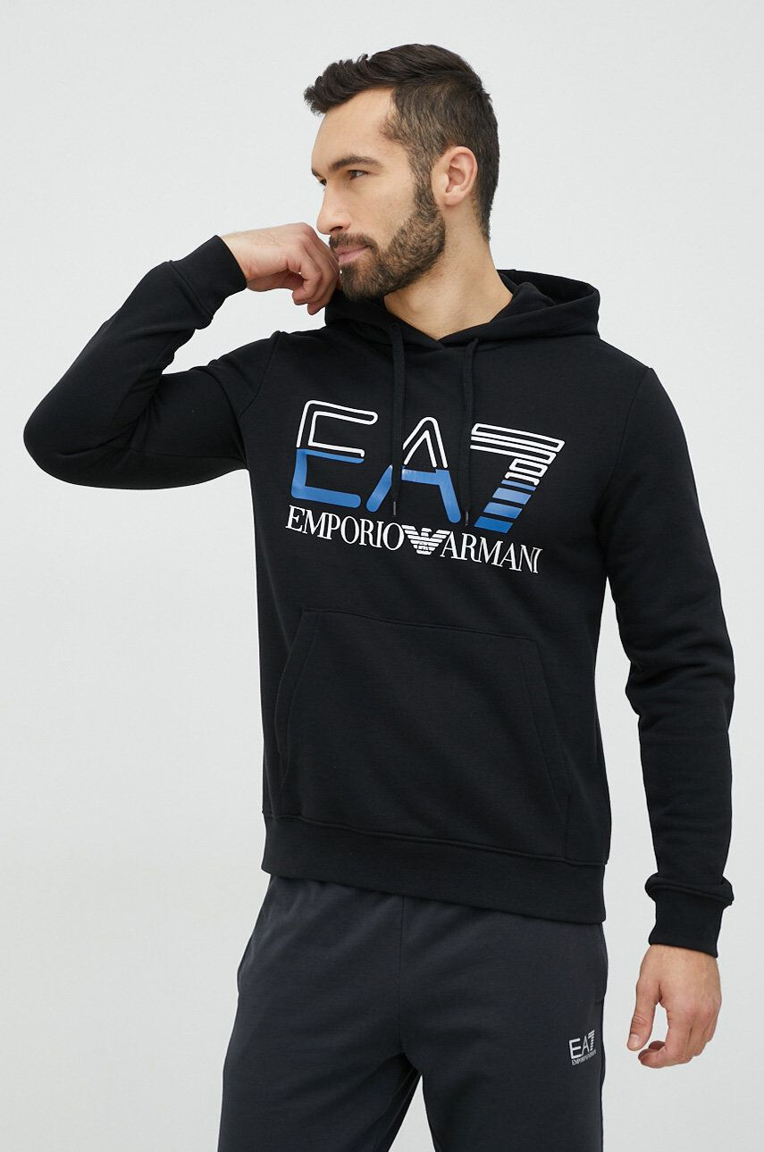 EA7 Emporio Armani felső fekete férfi nyomott mintás kapucnis - Pepit.hu