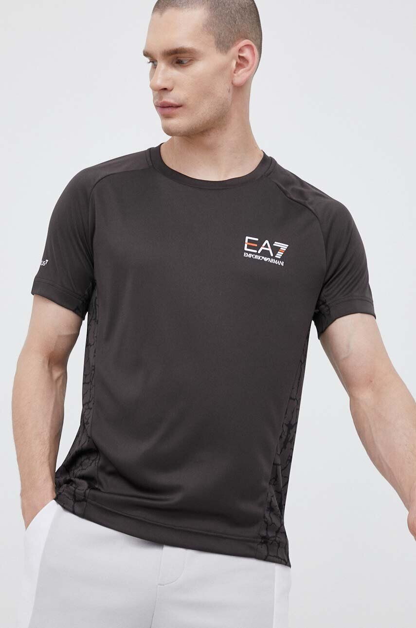 EA7 Emporio Armani t-shirt barna férfi mintás - Pepit.hu