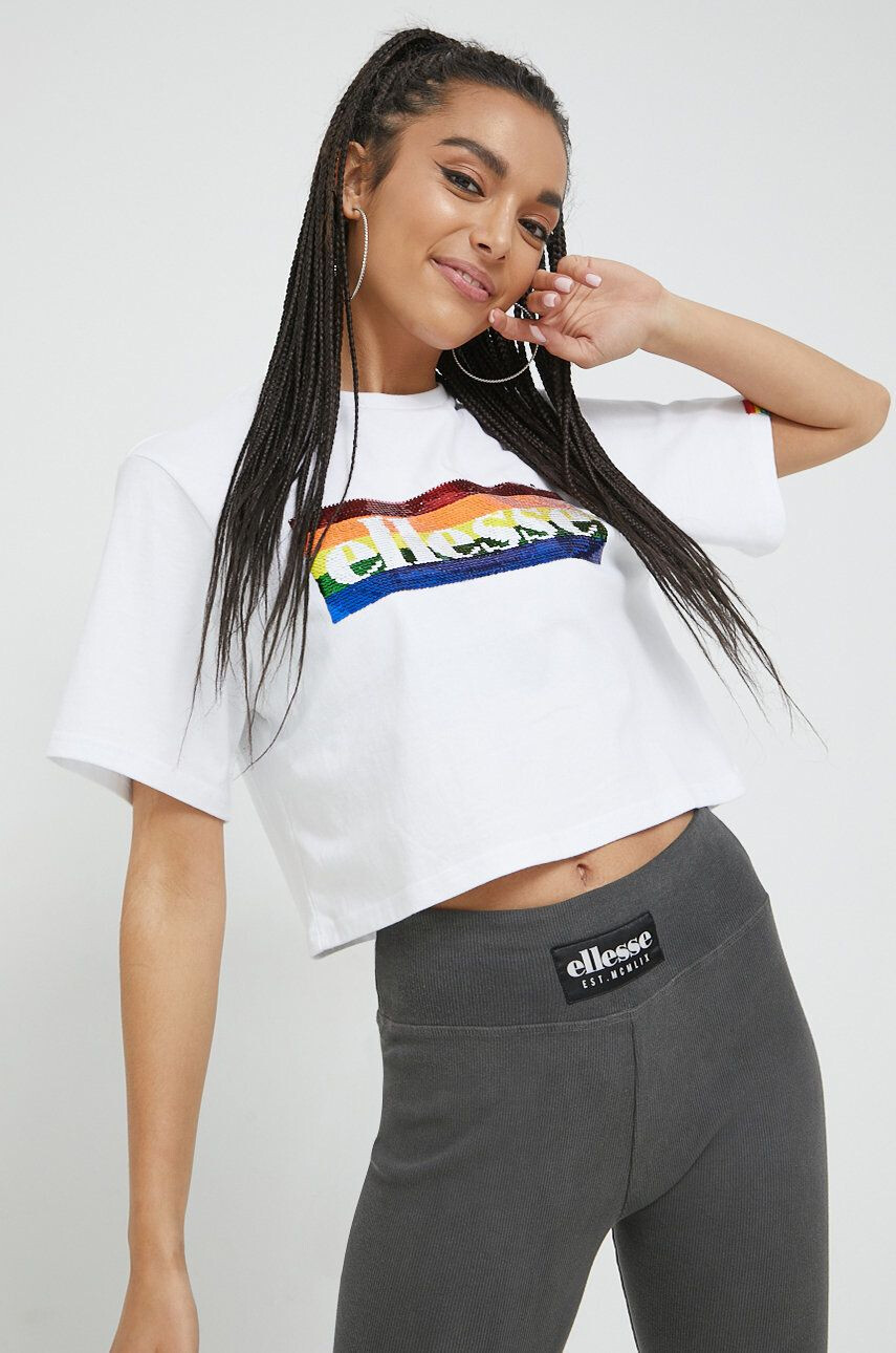 Ellesse pamut póló Rainbow fehér - Pepit.hu