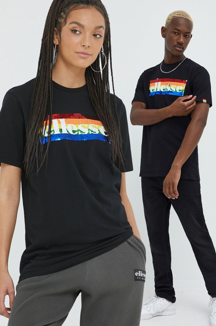 Ellesse pamut póló Rainbow Pack fekete nyomott mintás - Pepit.hu