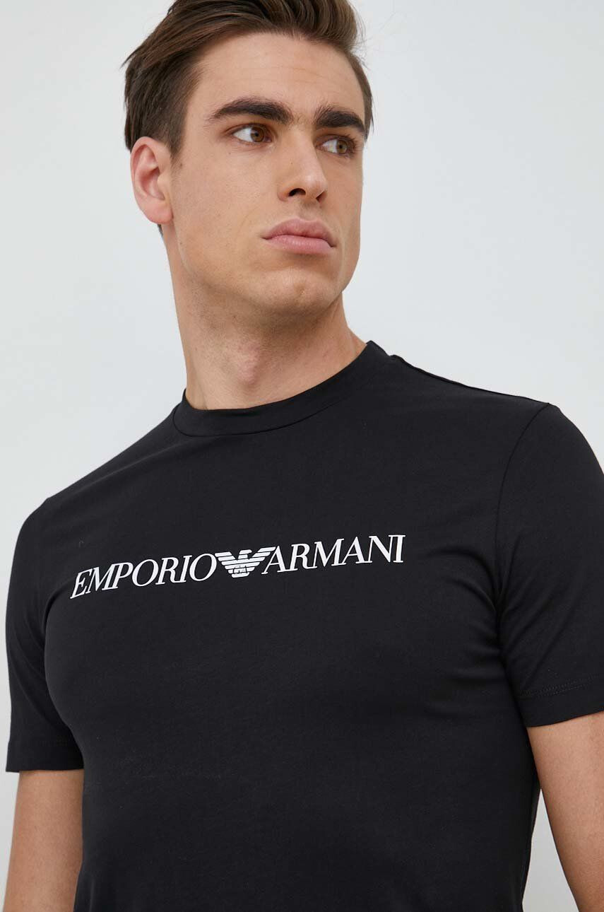 Emporio Armani pamut póló fekete nyomott mintás - Pepit.hu