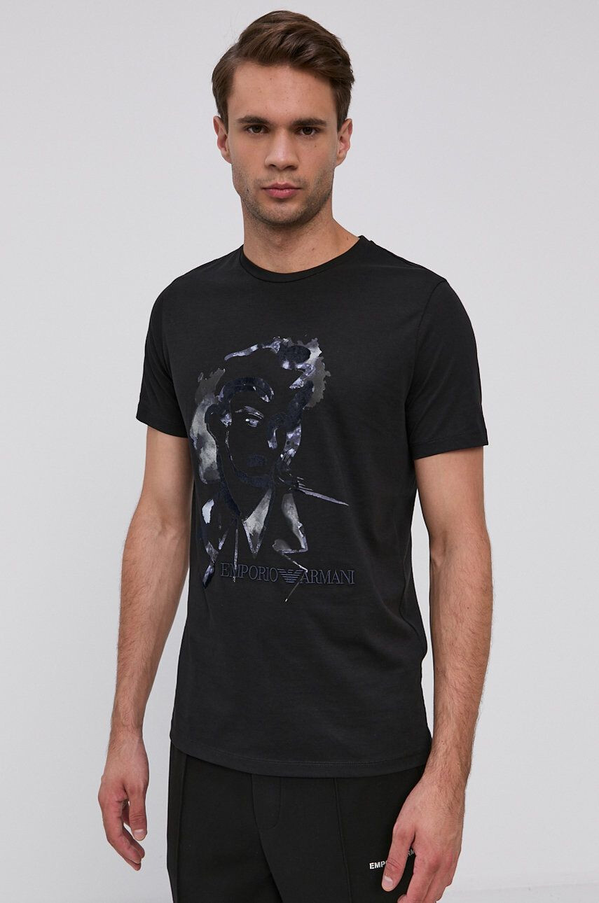 Emporio Armani t-shirt fekete férfi nyomott mintás - Pepit.hu