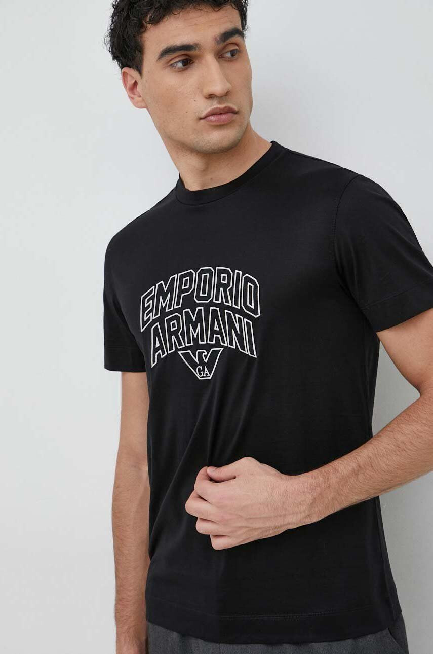 Emporio Armani t-shirt fekete férfi nyomott mintás - Pepit.hu