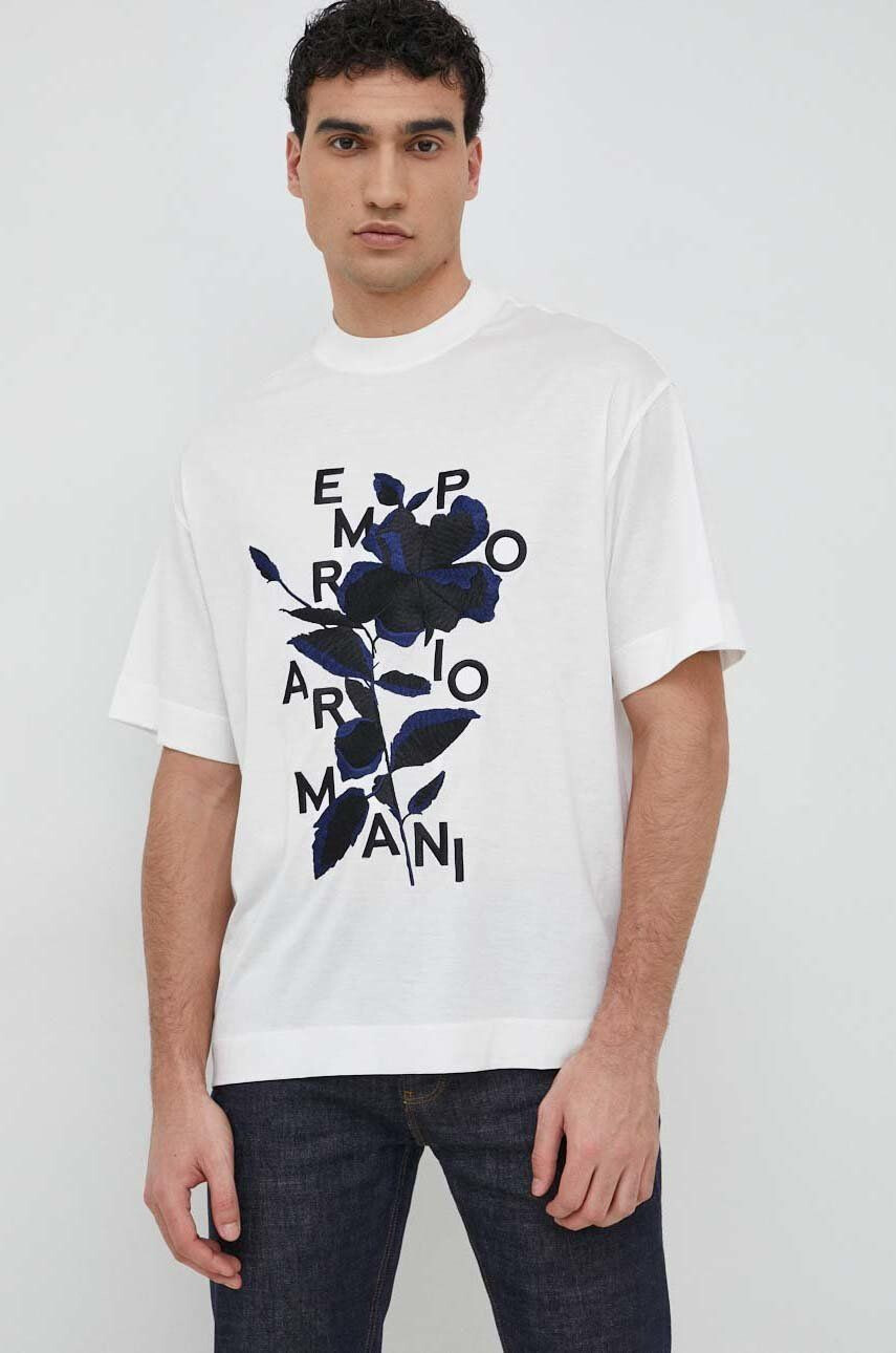 Emporio Armani t-shirt fehér férfi nyomott mintás - Pepit.hu