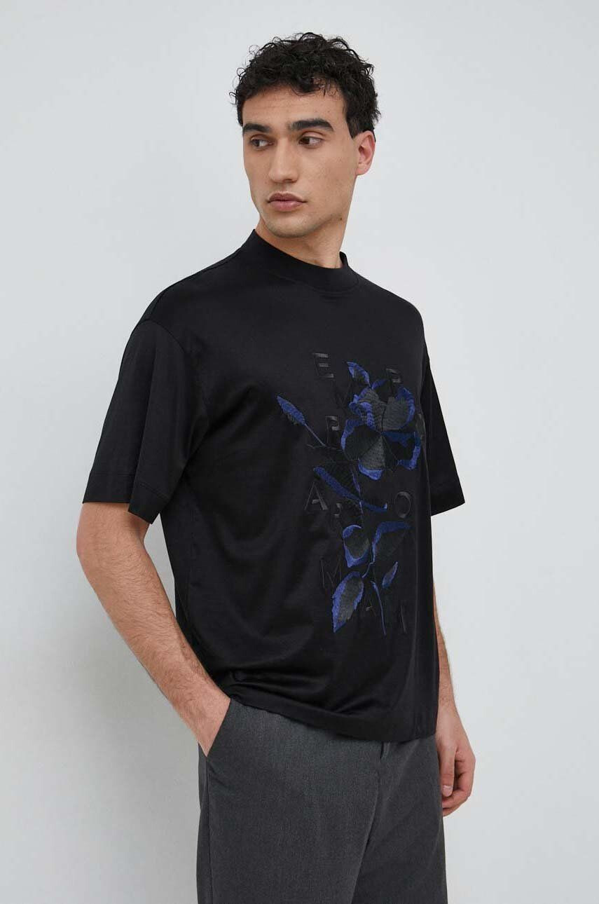 Emporio Armani t-shirt fekete férfi nyomott mintás - Pepit.hu