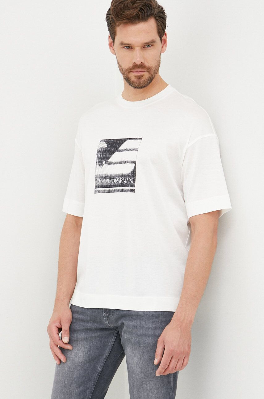 Emporio Armani t-shirt fehér férfi nyomott mintás - Pepit.hu