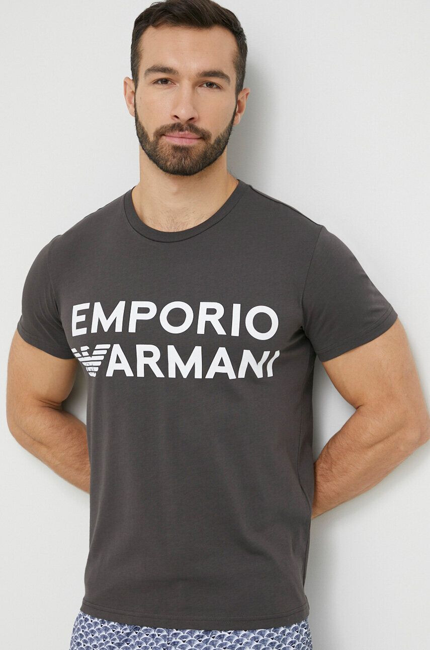 Emporio Armani Underwear pamut pizsama felső szürke mintás - Pepit.hu