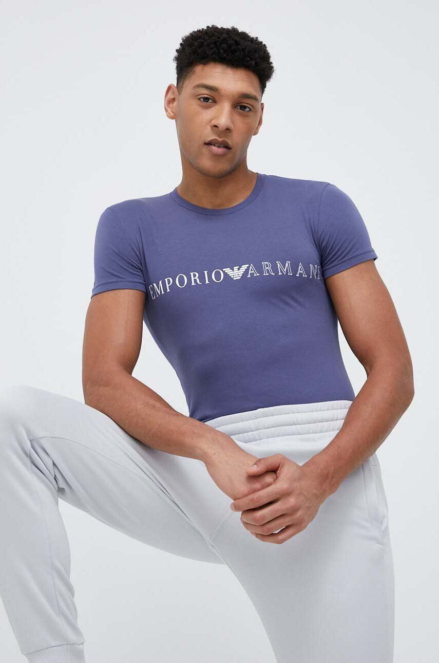 Emporio Armani Underwear póló otthoni viseletre sötétkék mintás - Pepit.hu