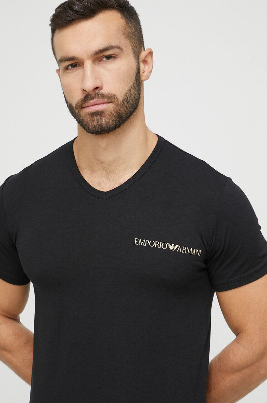 Emporio Armani Underwear póló otthoni viseletre 2 db fekete nyomott mintás - Pepit.hu