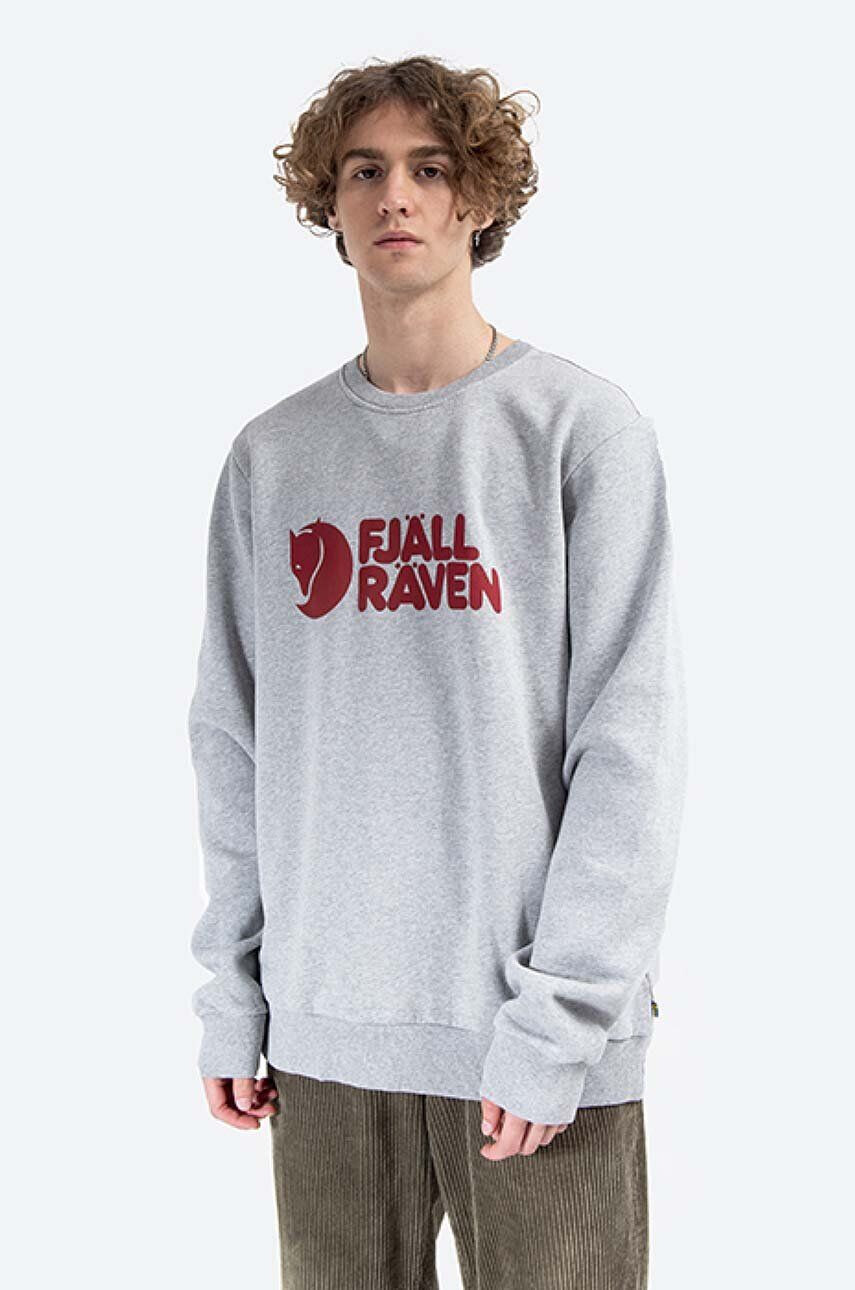 Fjallraven pamut melegítőfelső Logo Sweater szürke férfi nyomott mintás - Pepit.hu