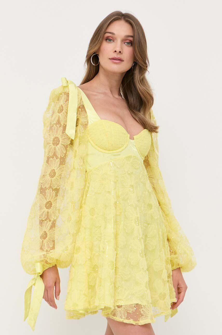 For Love & Lemons ruha sárga mini harang alakú - Pepit.hu