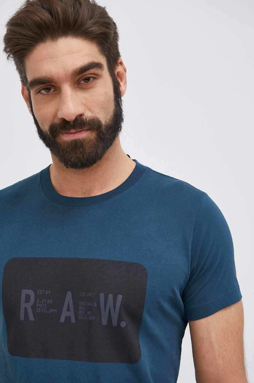 G-Star Raw pamut póló türkiz nyomott mintás - Pepit.hu