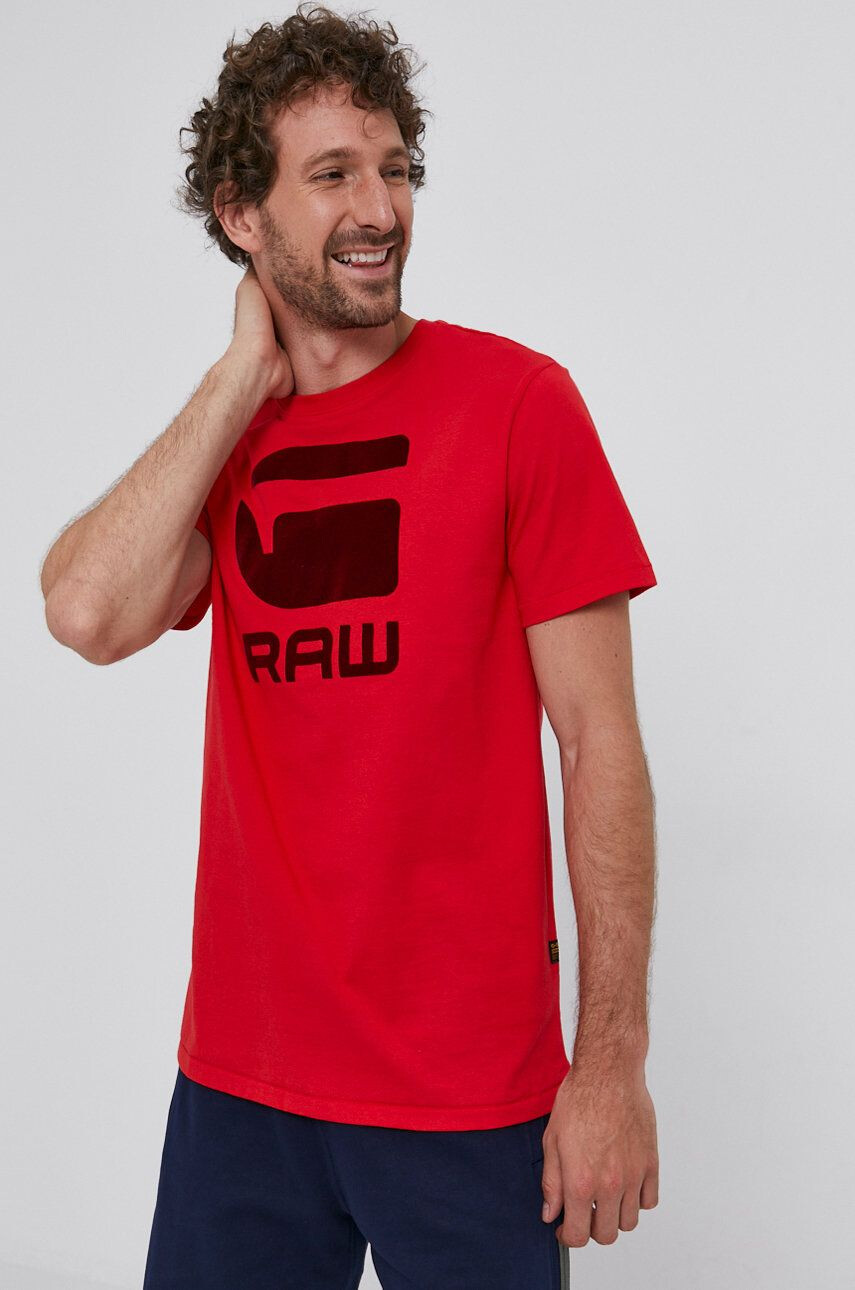 G-Star Raw t-shirt piros férfi nyomott mintás - Pepit.hu