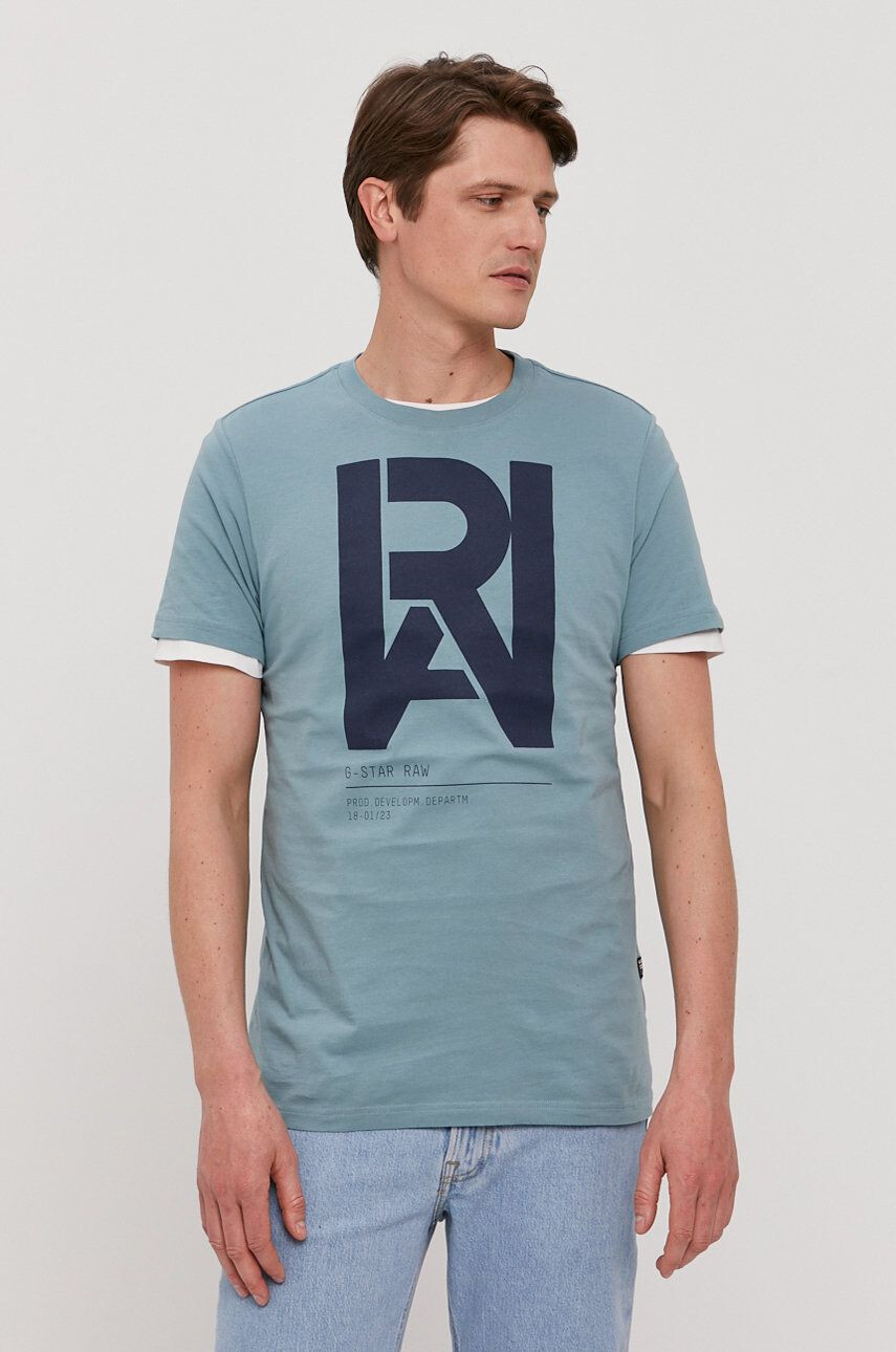 G-Star Raw t-shirt kék férfi nyomott mintás - Pepit.hu