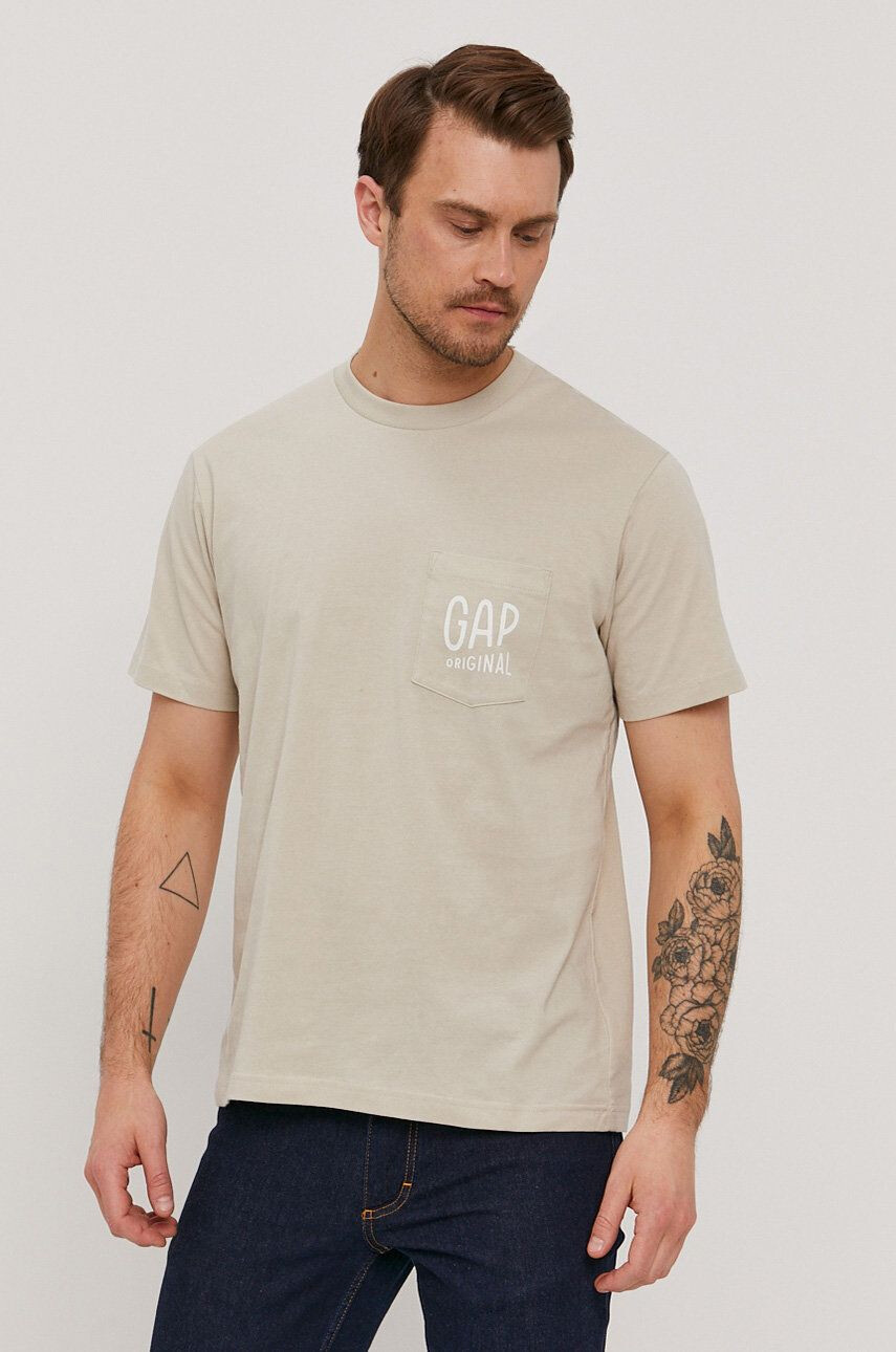 Gap t-shirt bézs férfi nyomott mintás - Pepit.hu