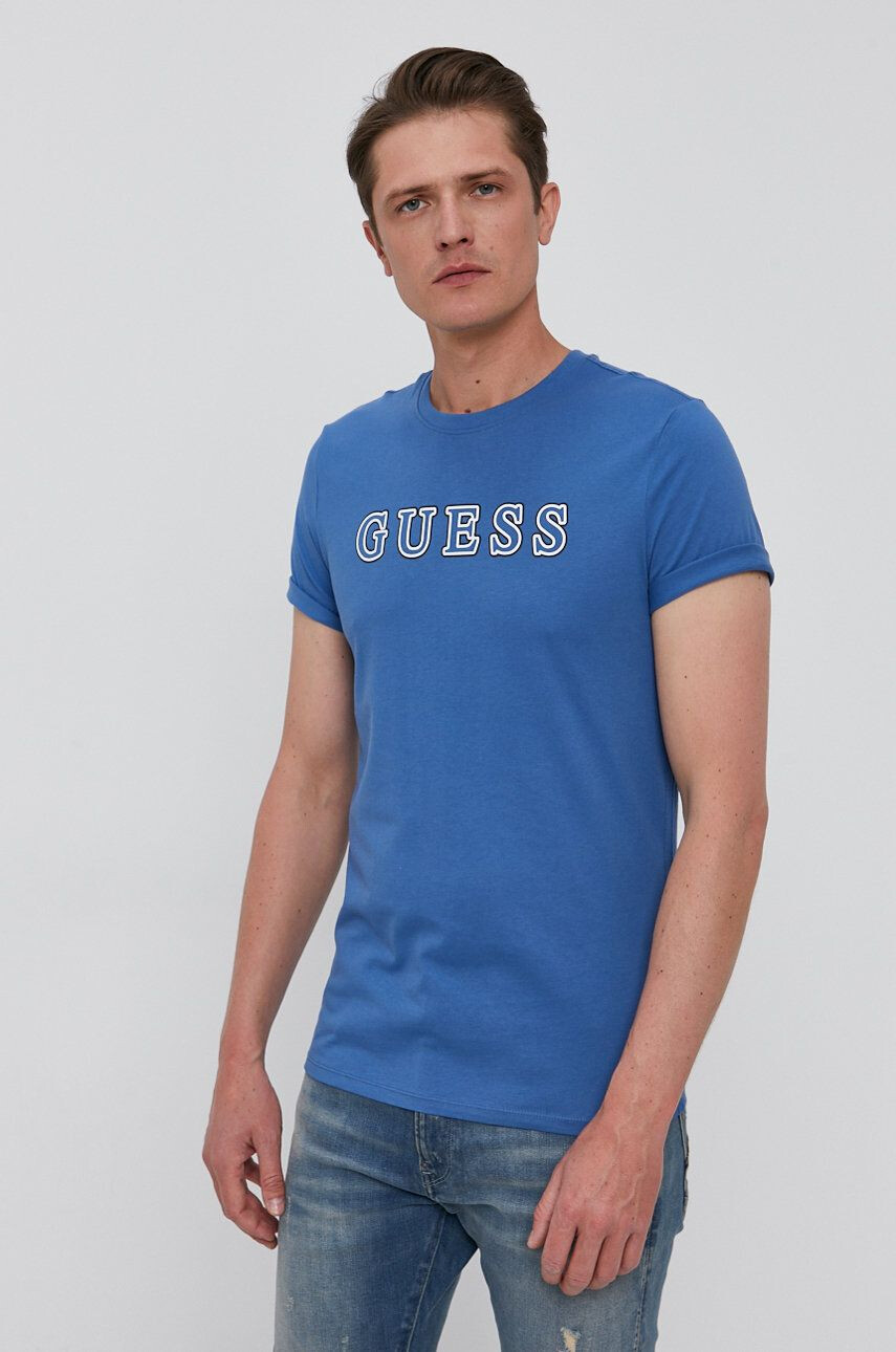 Guess t-shirt kék férfi sima - Pepit.hu