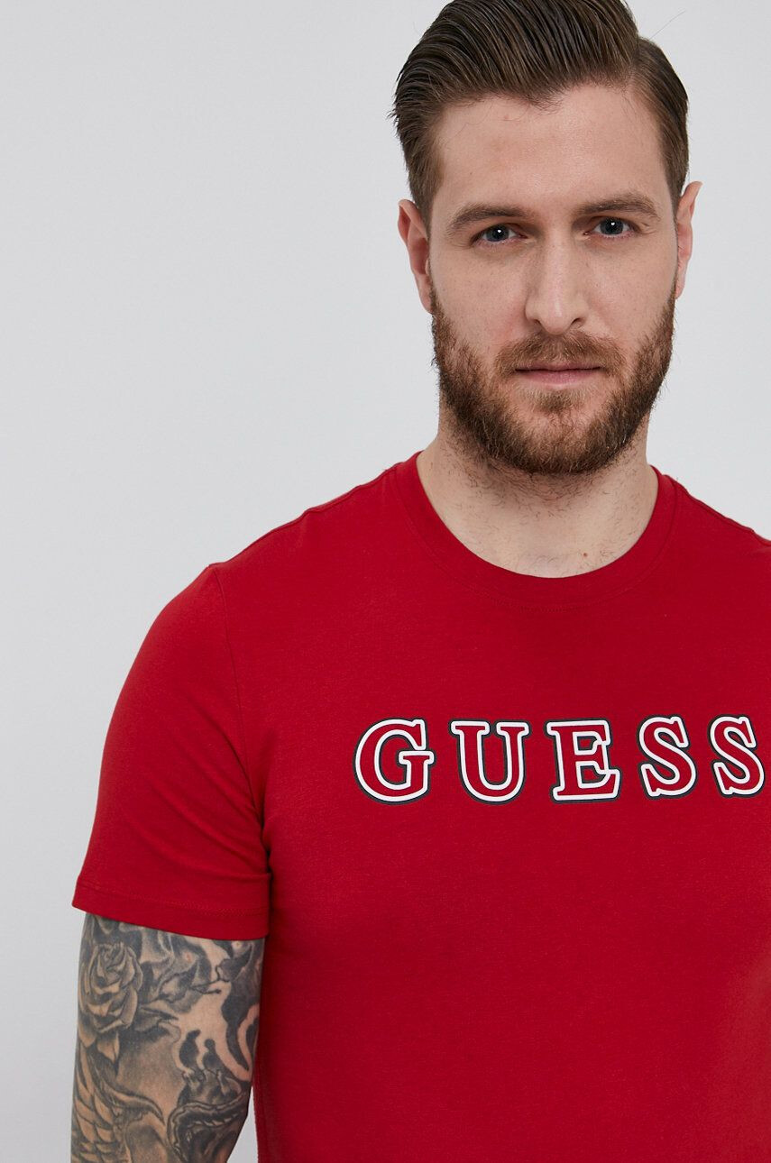 Guess t-shirt piros férfi sima - Pepit.hu