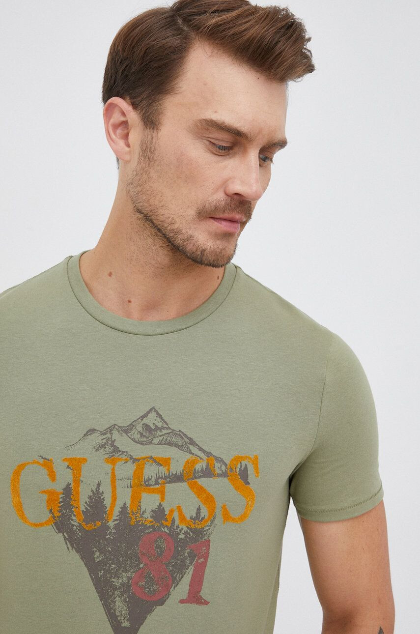 Guess t-shirt zöld férfi nyomott mintás - Pepit.hu