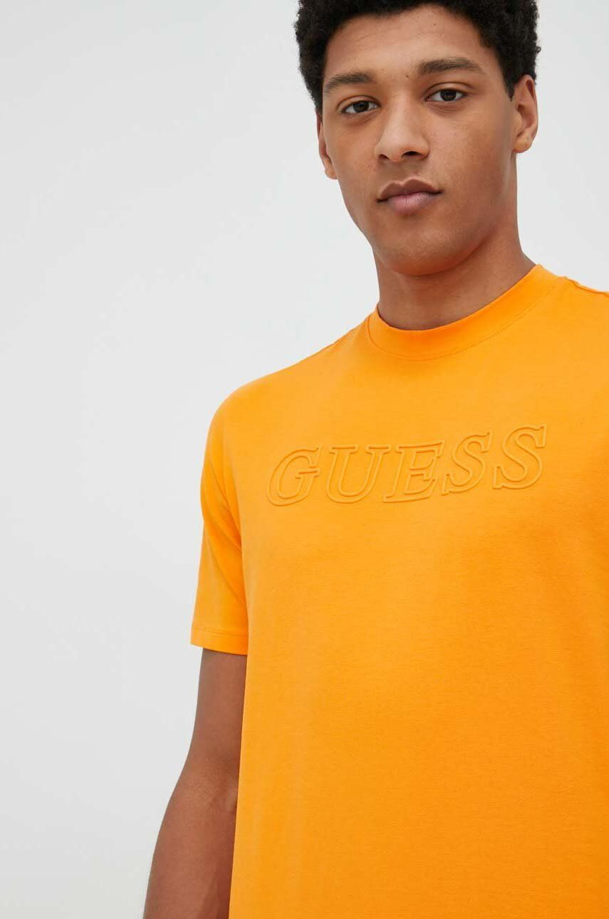 Guess t-shirt narancssárga férfi nyomott mintás - Pepit.hu