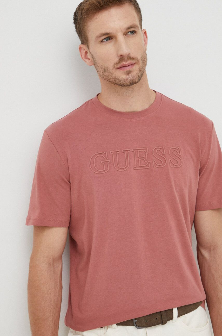 Guess t-shirt rózsaszín férfi nyomott mintás - Pepit.hu