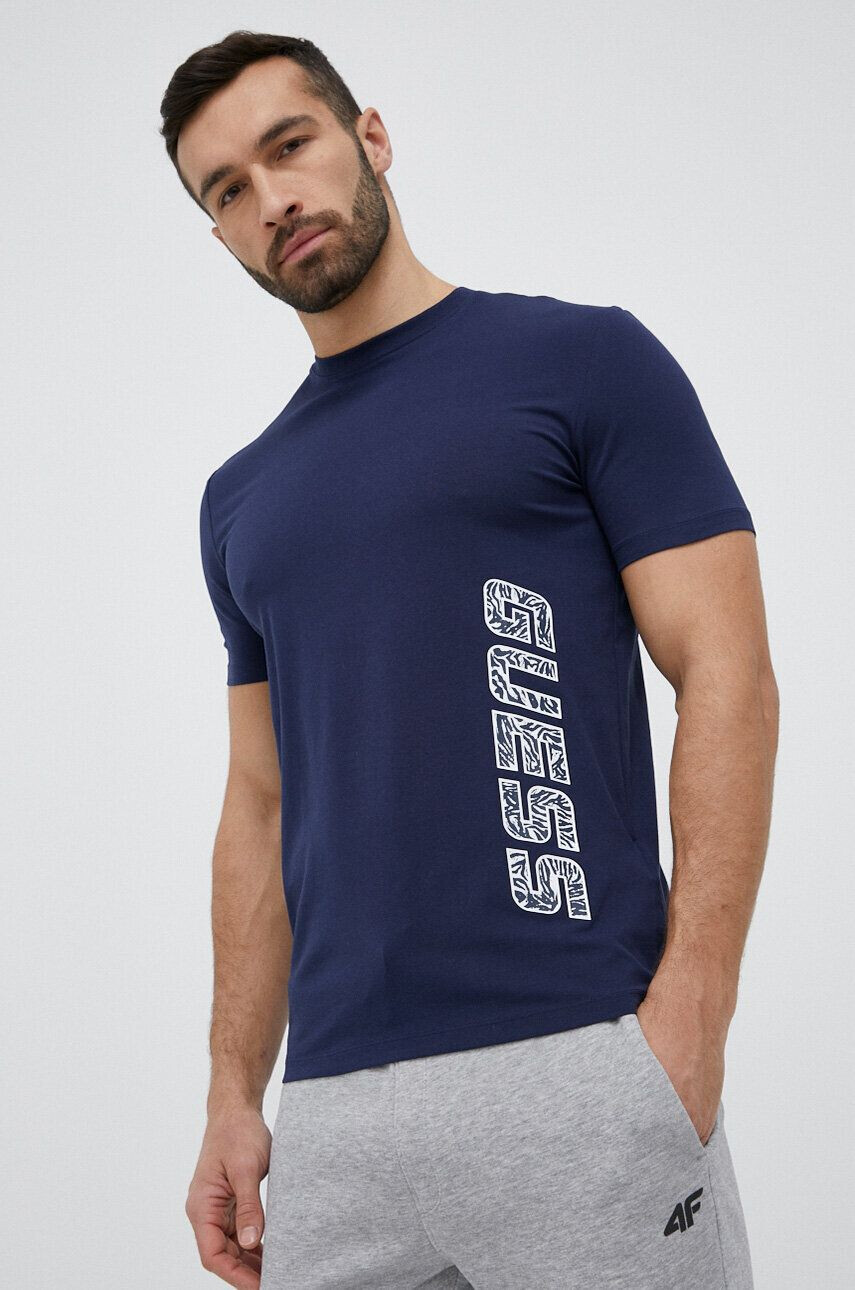 Guess t-shirt sötétkék férfi nyomott mintás - Pepit.hu