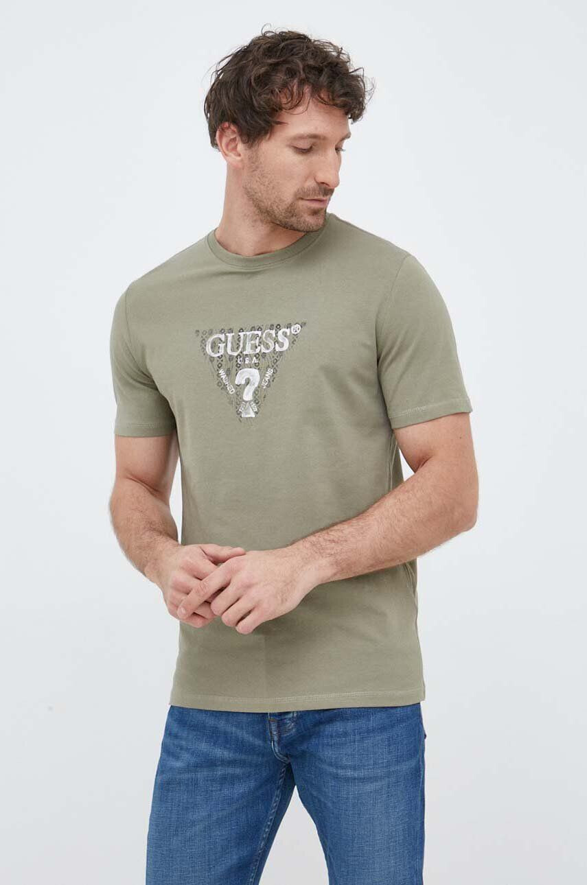 Guess t-shirt zöld férfi nyomott mintás - Pepit.hu